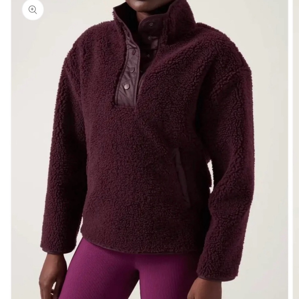 ATHLETA Cozy Sherpa Snap Sweatshirt.